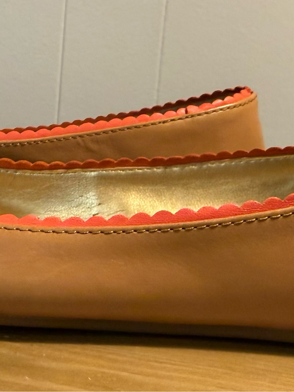Coach Dorie ballet flats-ginger tan and cerise coral. Size 7. Coquette style - Picture 9 of 10